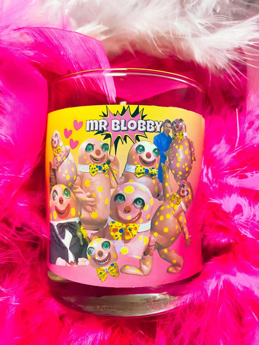 Mr Blobby Inspired Candle - Rhubarb & Custard Scent