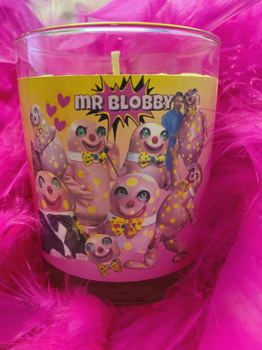 Mr Blobby Inspired Candle - Rhubarb & Custard Scent
